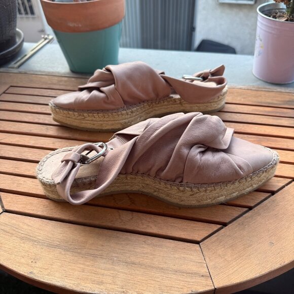 Allsaints Womens Rise Espadrille Sandals in Blush Pink With Knotted Leather Stra - Picture 2 of 8